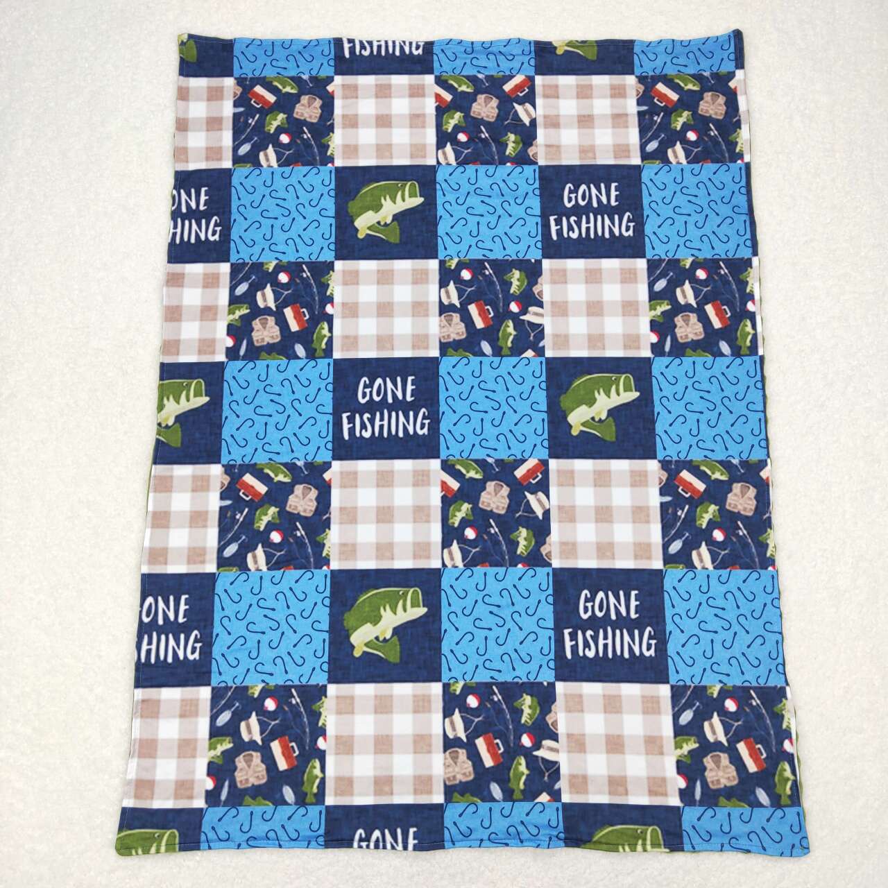 kids gone fishing print blanket