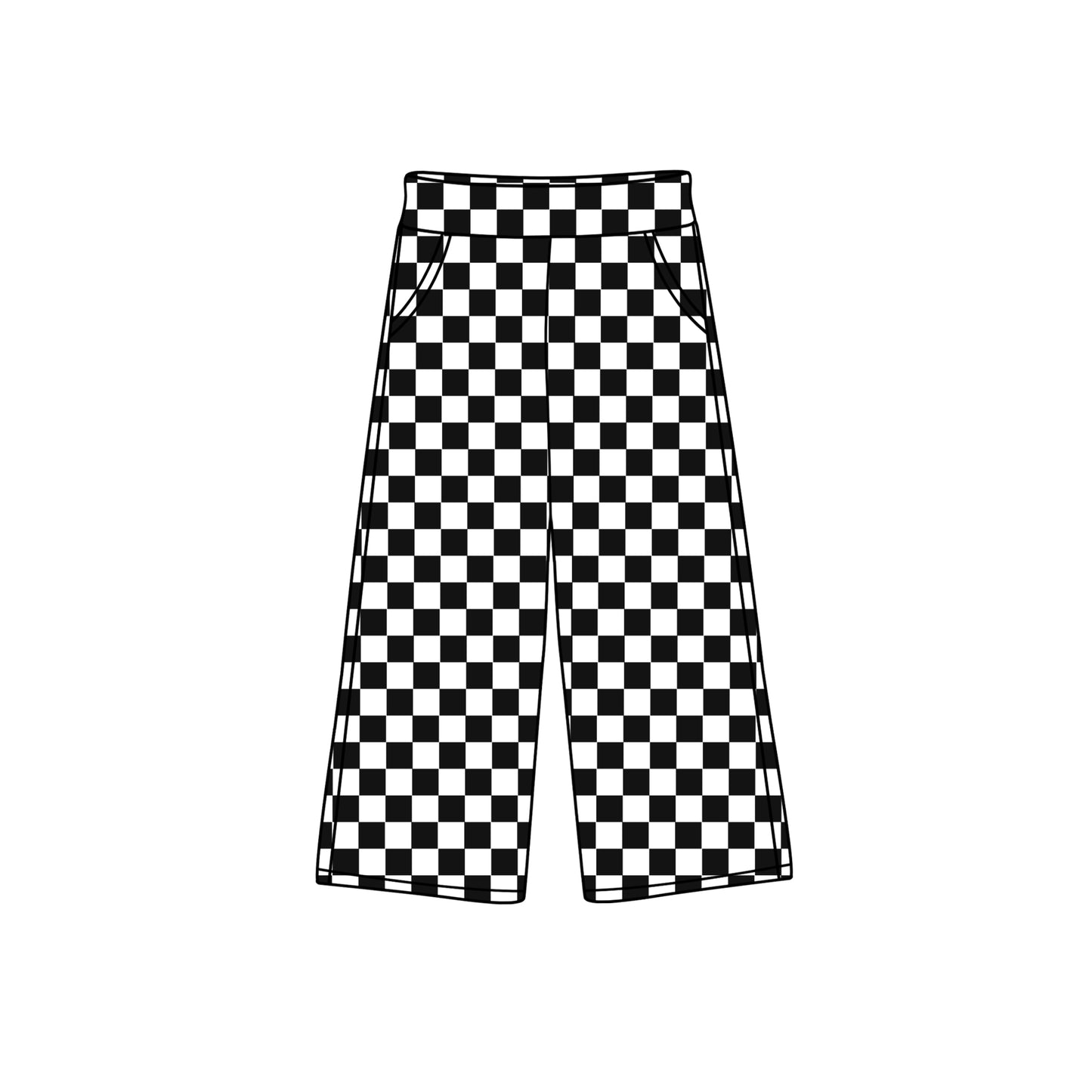 Pre order girl black checkered straight pants