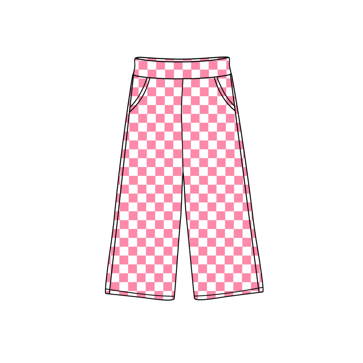 Pre order girl pink checkered straight pants