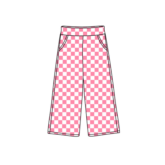 Pre order girl pink checkered straight pants