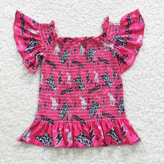 hot pink cowgirl smocked top matching pants