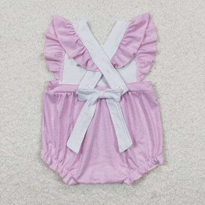 baby girl rabbit embroidery bubble lavender