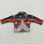 Kids Flap Design Ethnic Aztec Print Button Fly Shacket