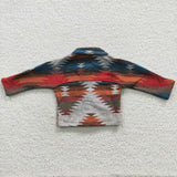 Kids Flap Design Ethnic Aztec Print Button Fly Shacket