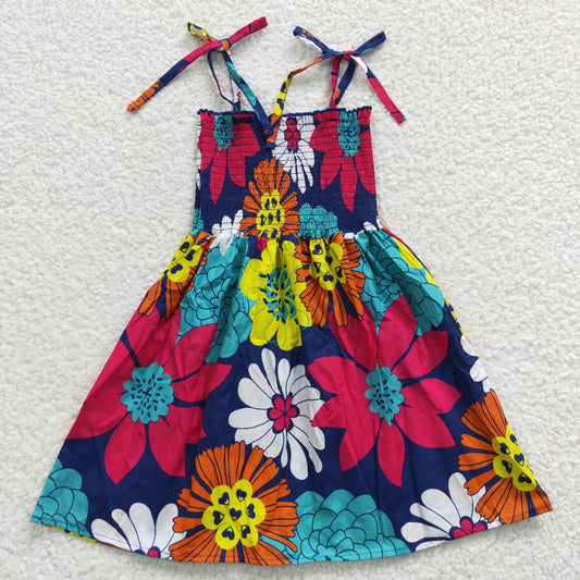 child flower print strap dress girl dresses
