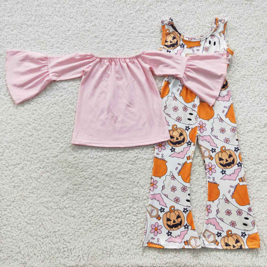 Kids girl halloween pink top and tank jumpsuit 2 pieces outfit