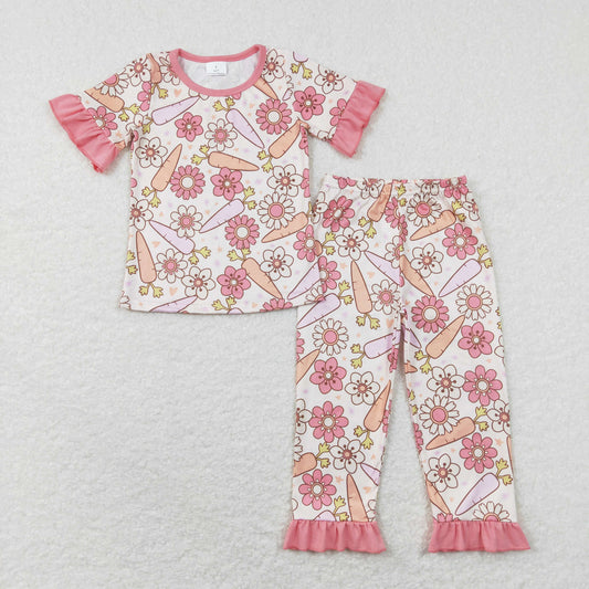 toddler girl easter pink carrot floral pajama