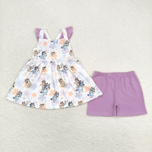 lanvender bluey shorts set girl clothing