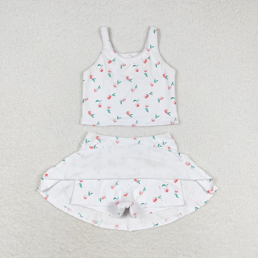 peach print skort girls swimsuit