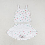 peach print skort girls swimsuit