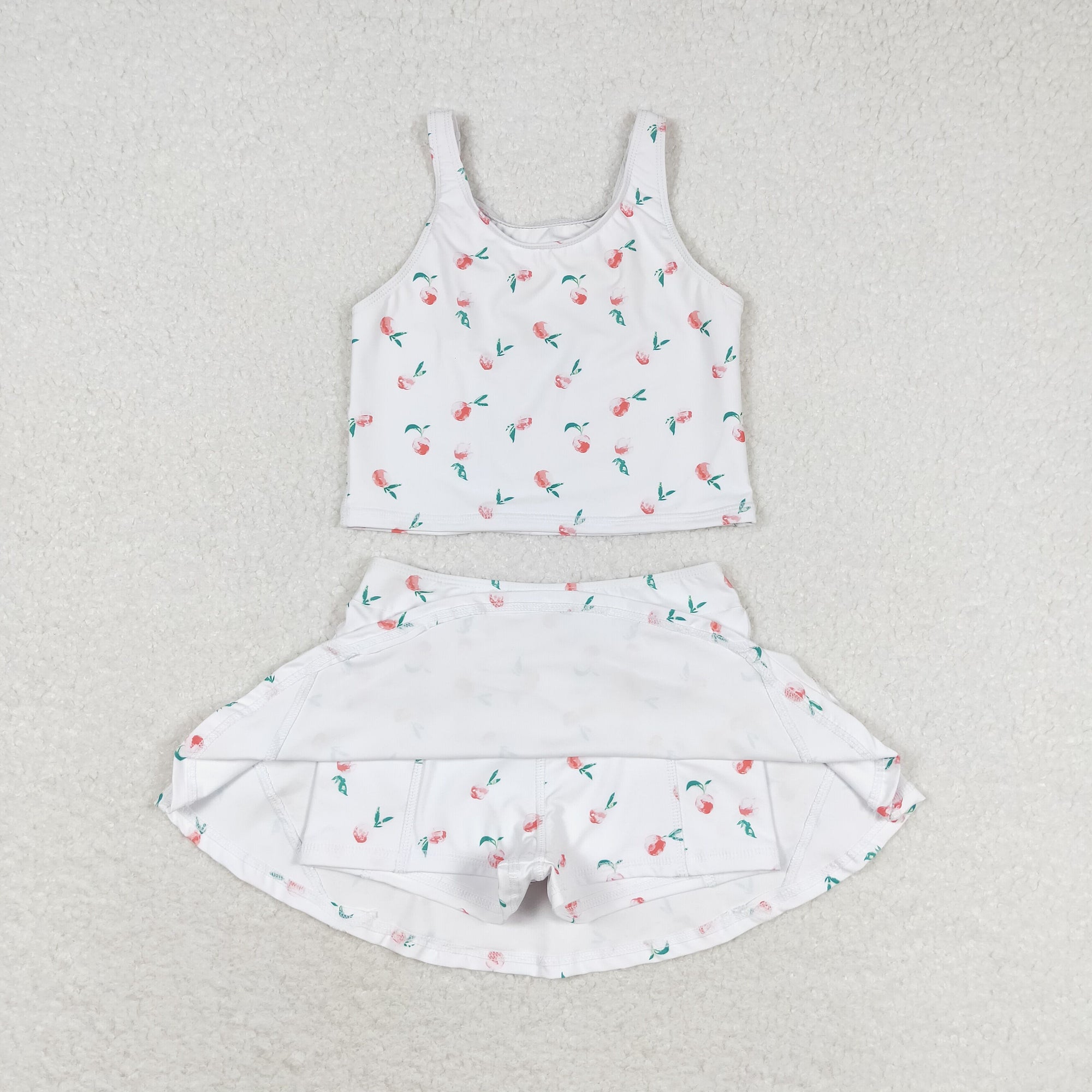 peach print skort girls swimsuit