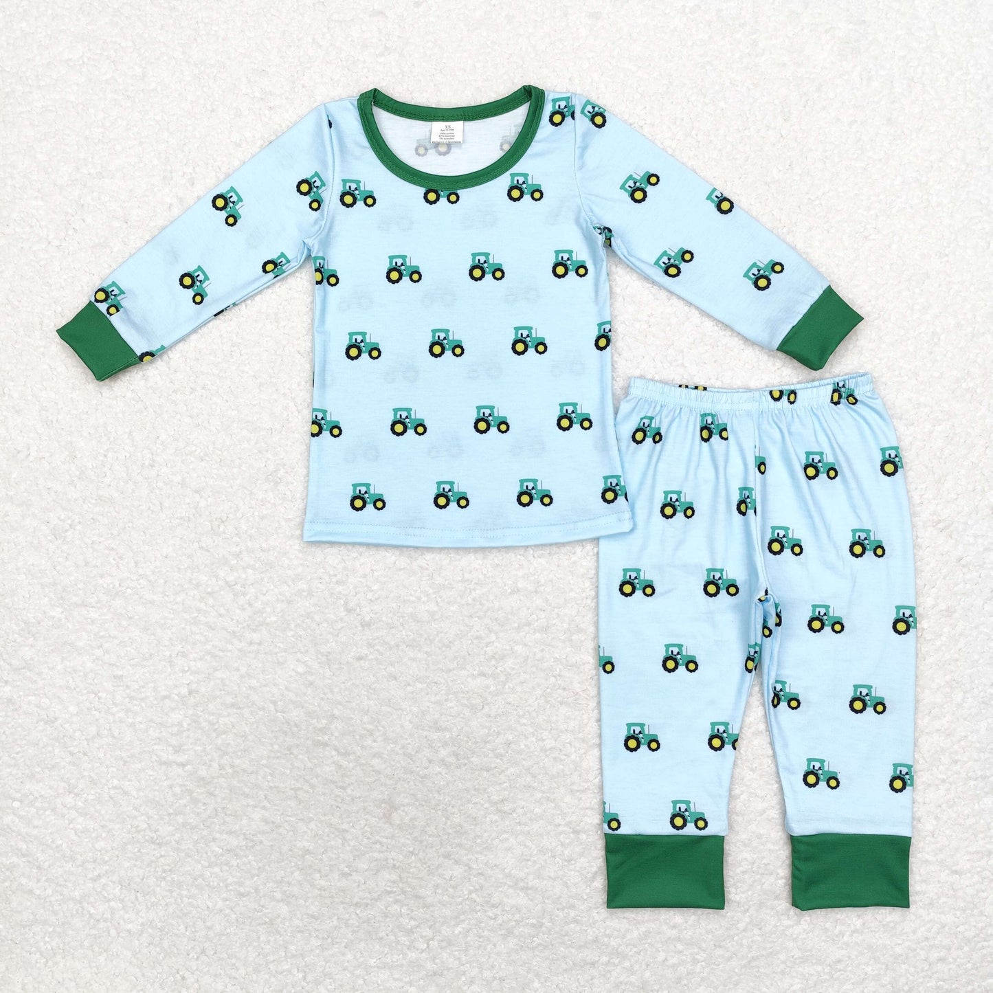 boy long sleeve farm tractor bamboo pajama set