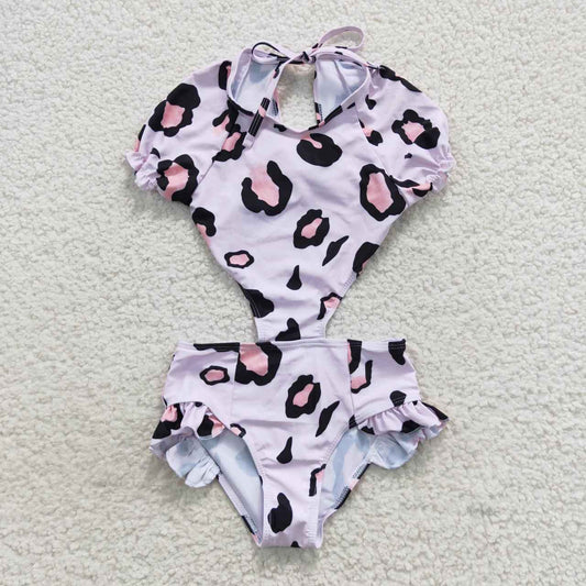 1pcs leopard kids girls swimsuit