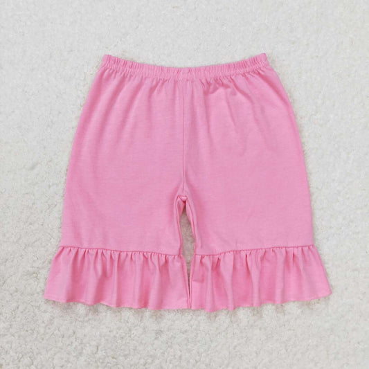 girl summer pink ruffle shorts