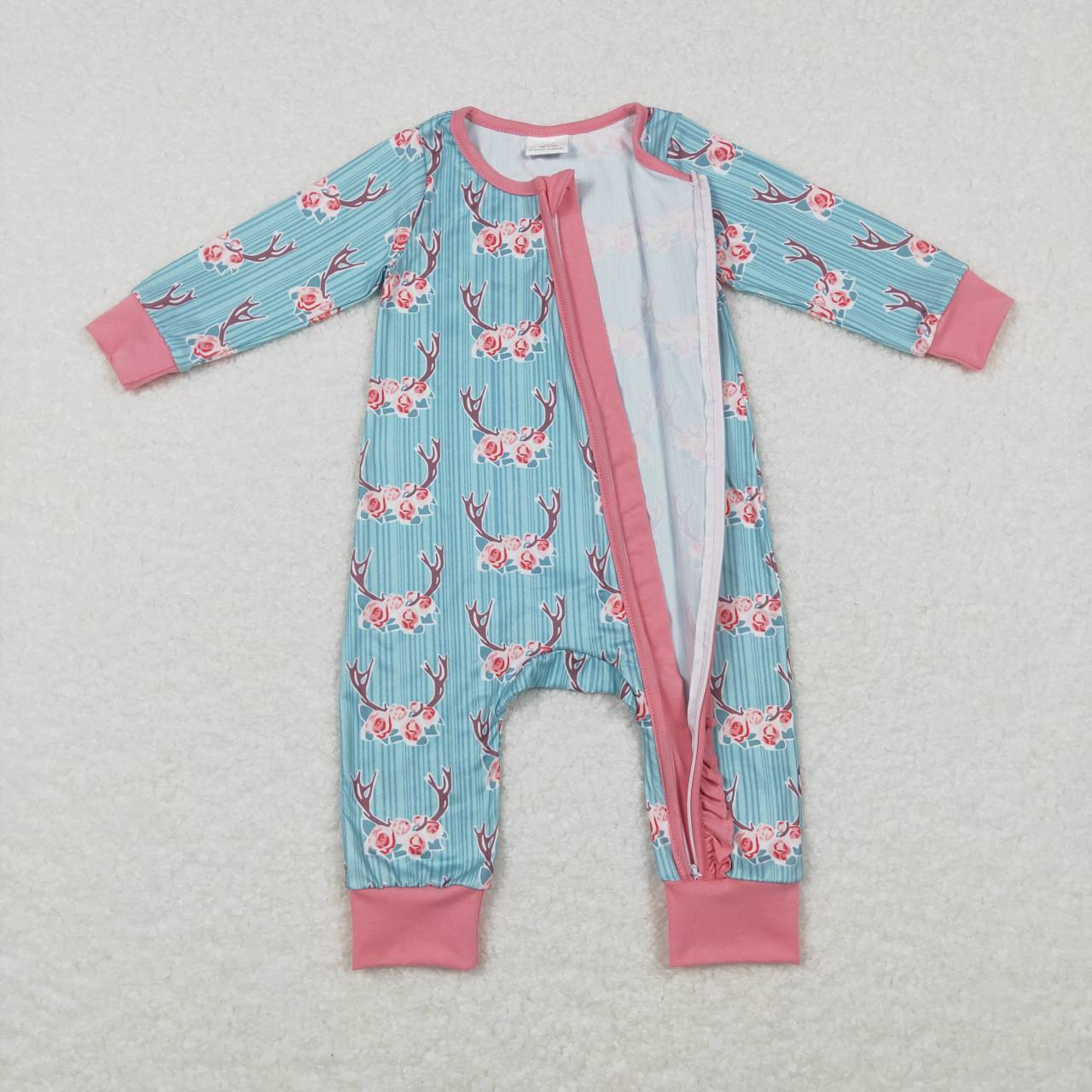 floral antlers baby girls sleeper
