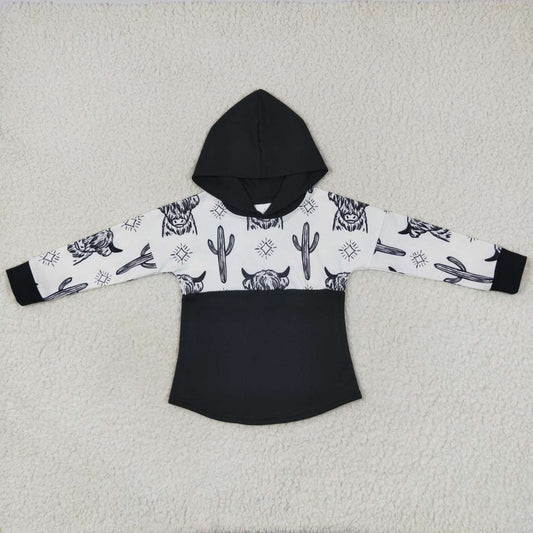 fall cow&cactus black hoodie top boy clothes