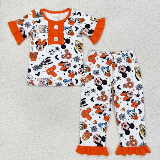 baby girl short sleeve Halloween cartoon animal friends pajama