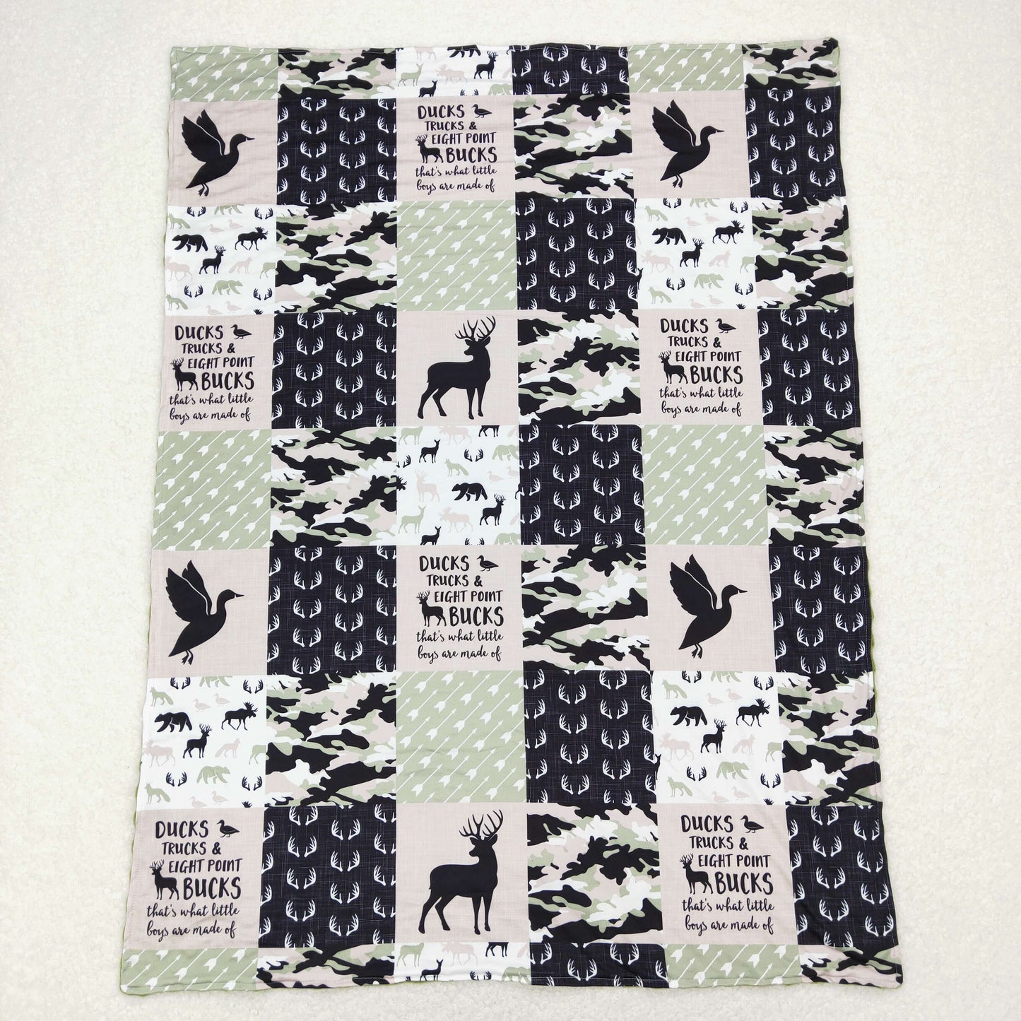 deer&duck print minky blanket