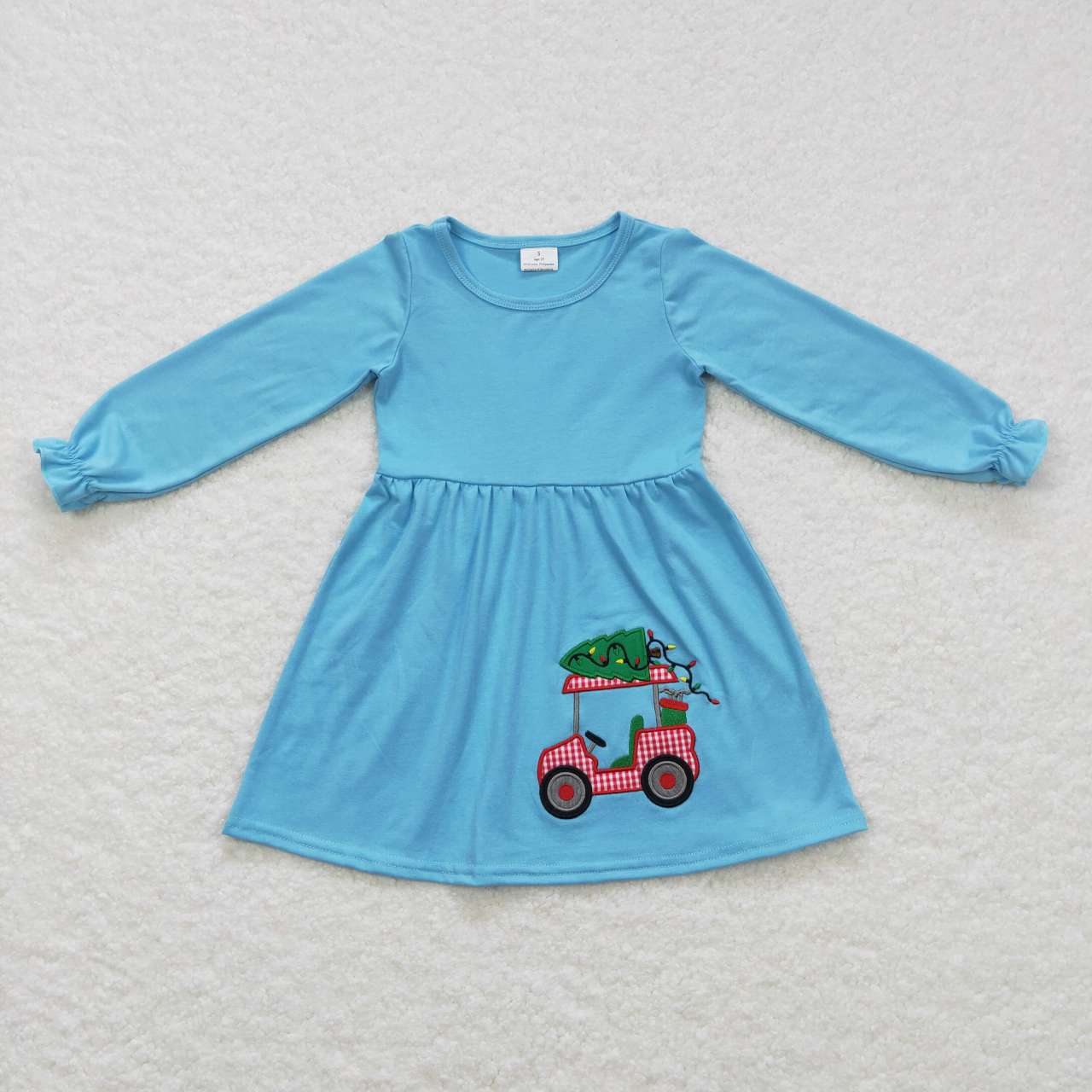 blue cotton embroidery dress girl christmas dresses