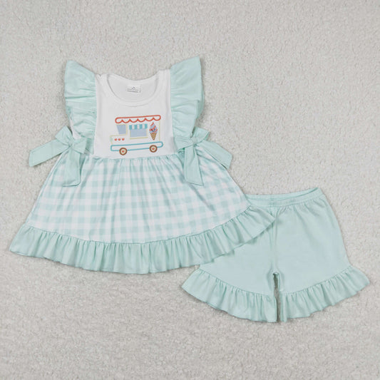 ice-cream bow shorts set girl summer clothing