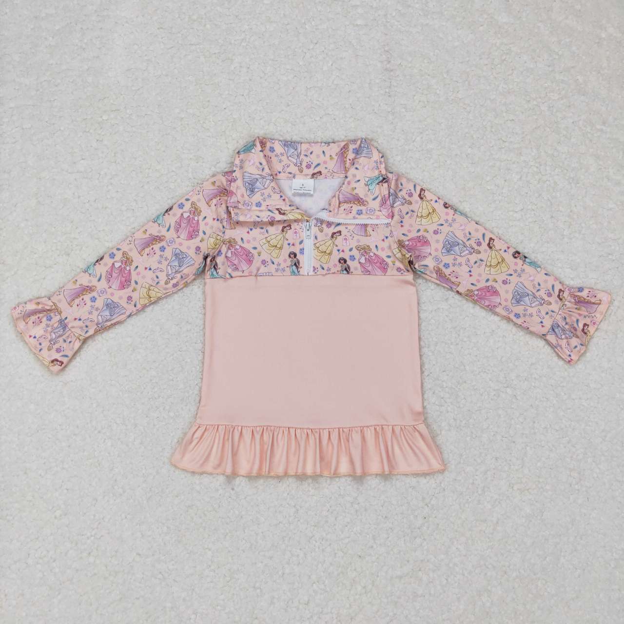 princess print zip up pullover girls top clothes