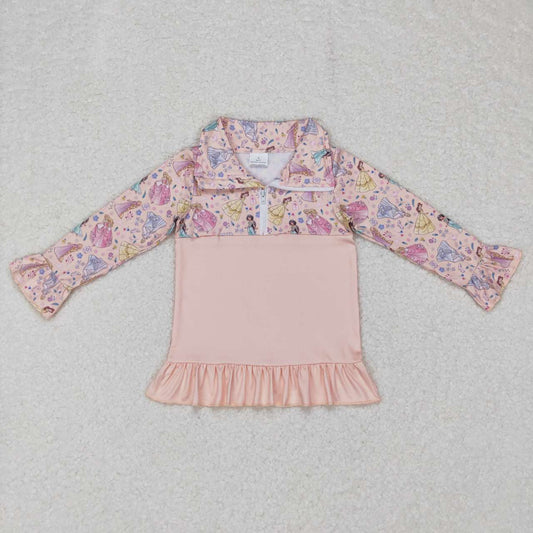 princess print zip up pullover girls top clothes