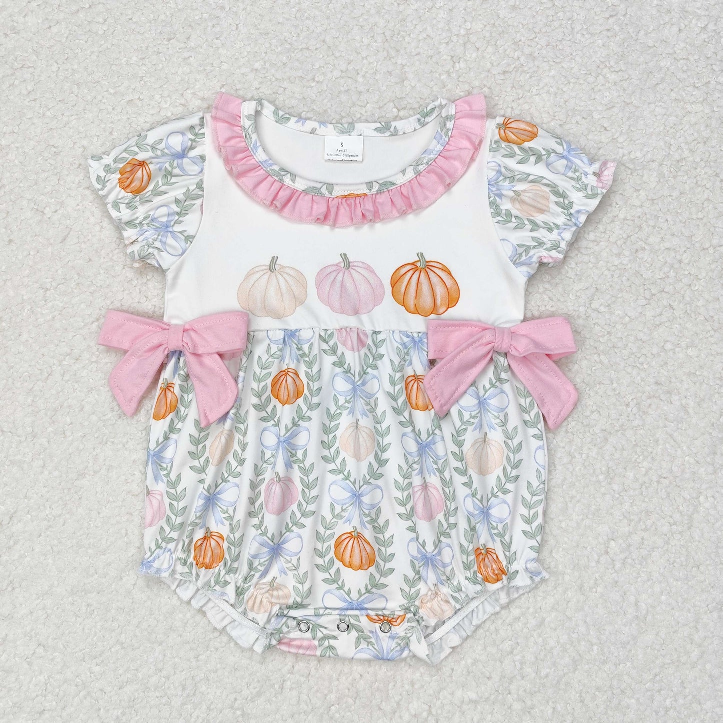 baby girl pumpkin and bows print bubble