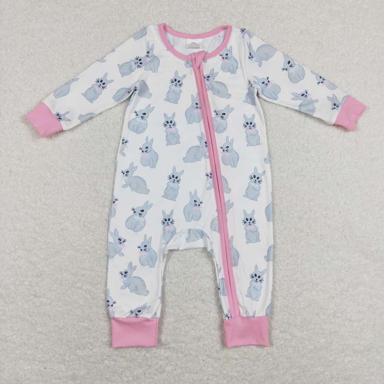 baby girl pink easter rabbit sleeper zipper PJs