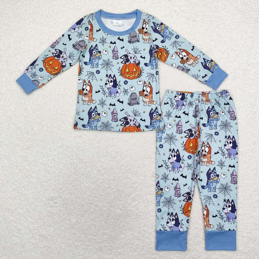 spooky blu*y boy Halloween pajama set blue