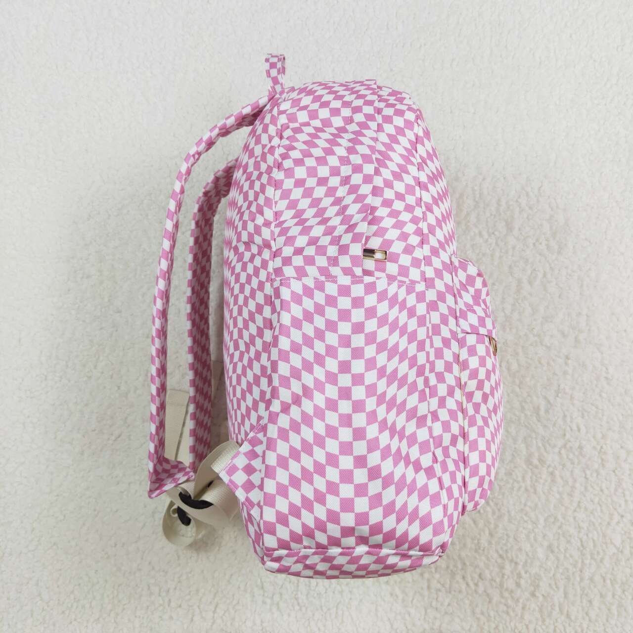 pink white checkered backpack kids bags