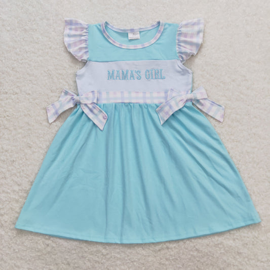 mother's day mama's girl embroidery dress blue