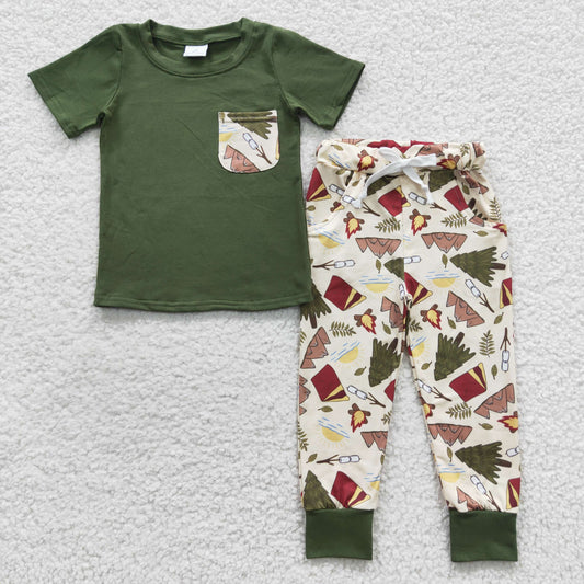 camping jogger outfit boys clothes set