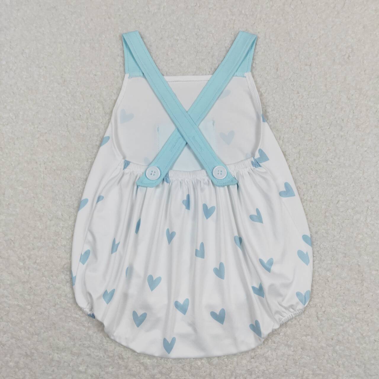 valentine blue heart print boys cross pocket bubble