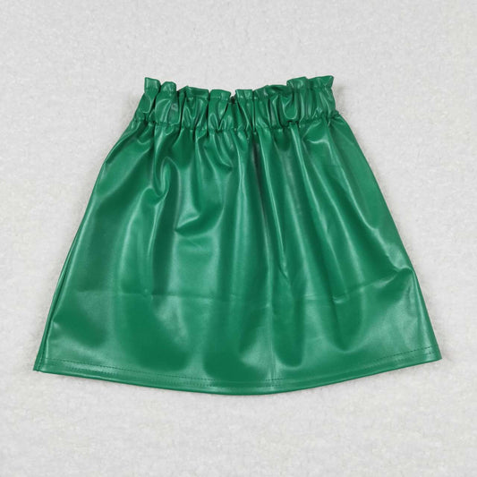 toddler girl Christmas green leather skirt