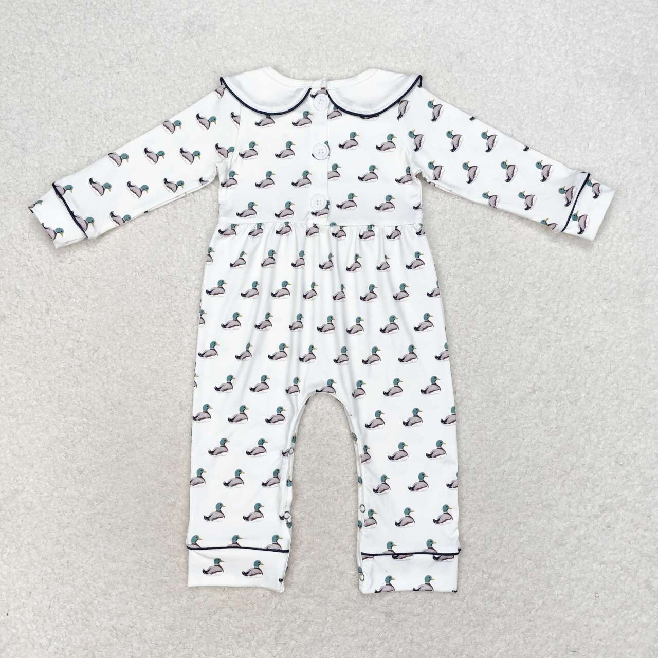 baby girl duck print collared romper