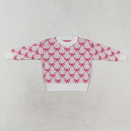 pink bow sweater girl winter clothes