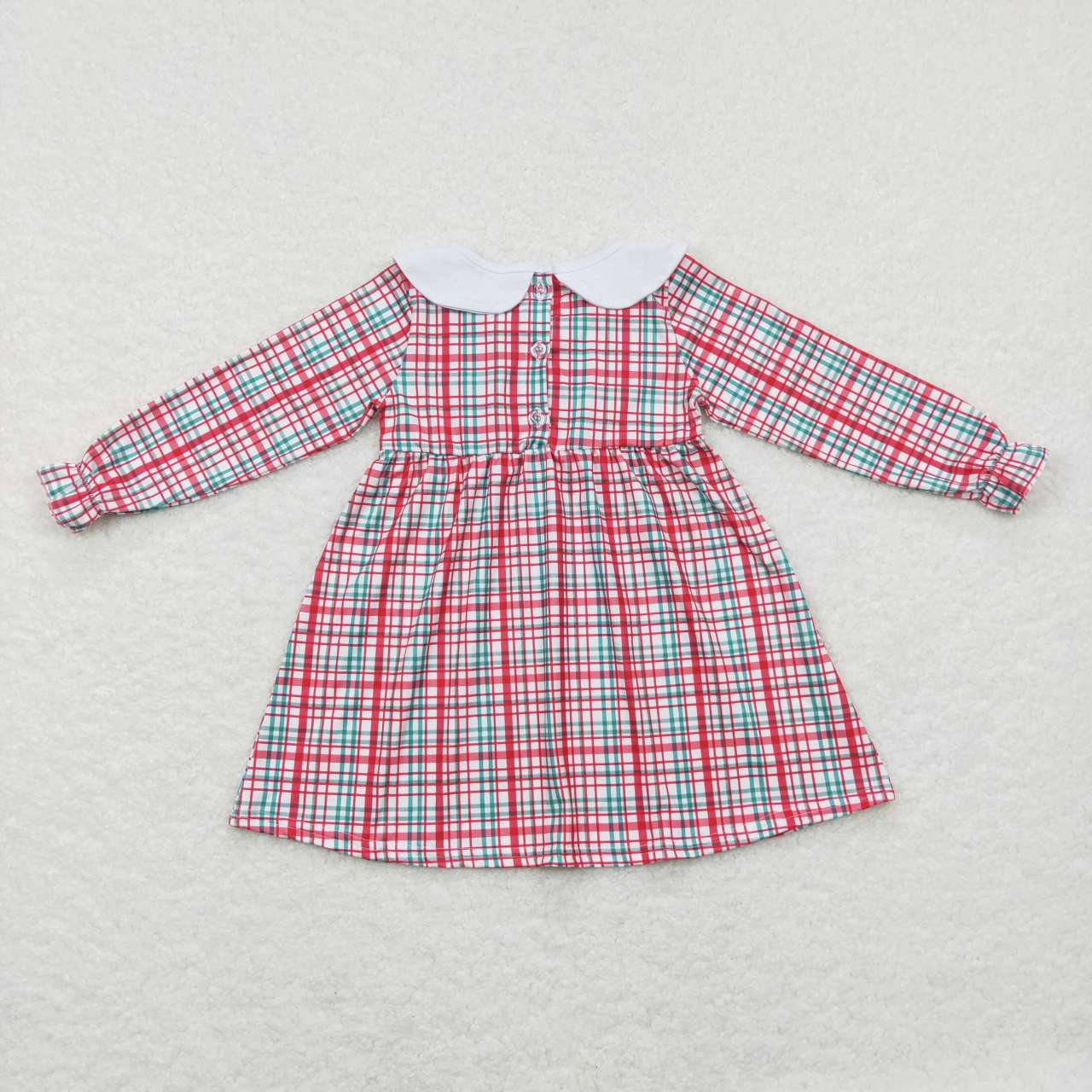 green white red gingham embroidery christmas dress