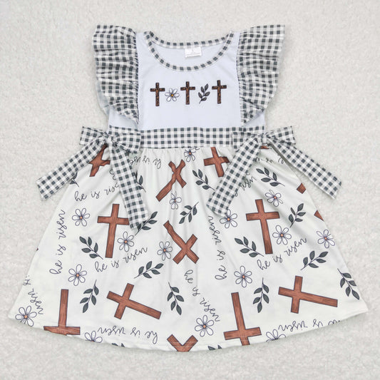girl easter dresses cross embroidery bow dress he is risen