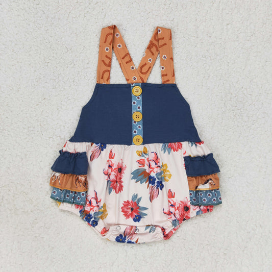 horse &flower ruffle cross back bubble