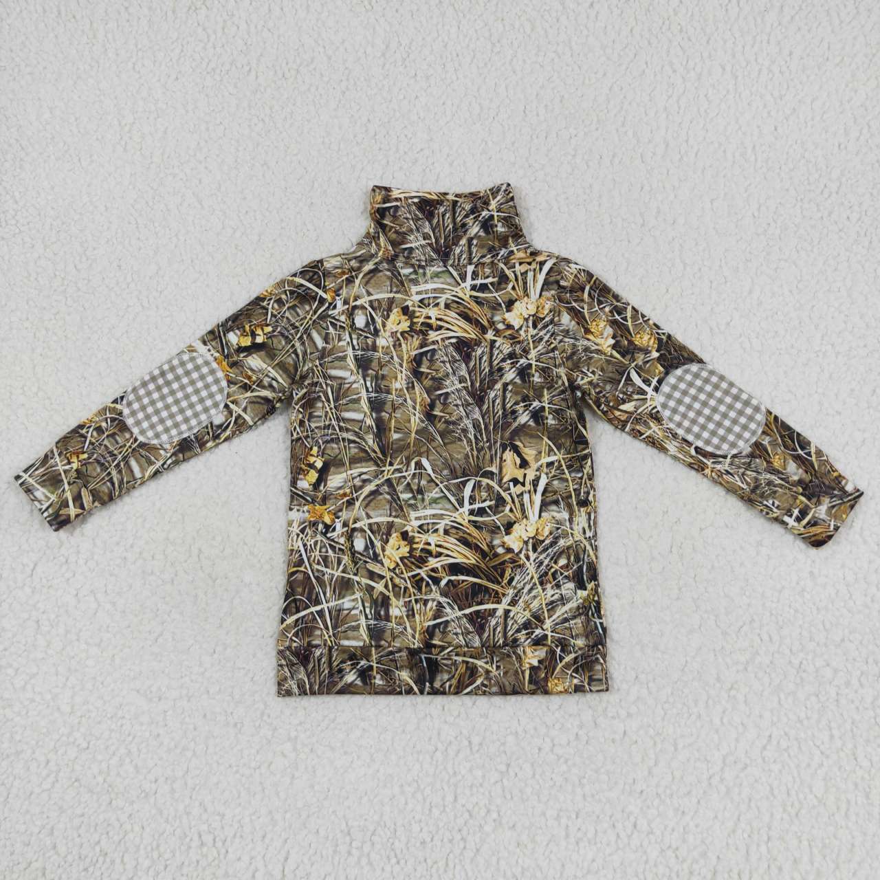 little boy camo zip pullover with duck embroidery