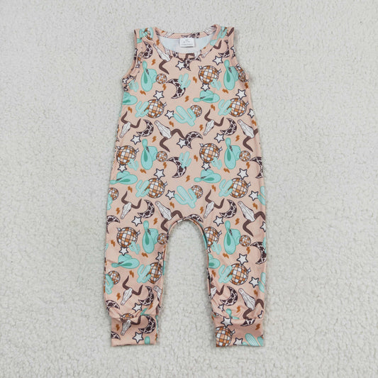 western cowboy disco baby boy romper