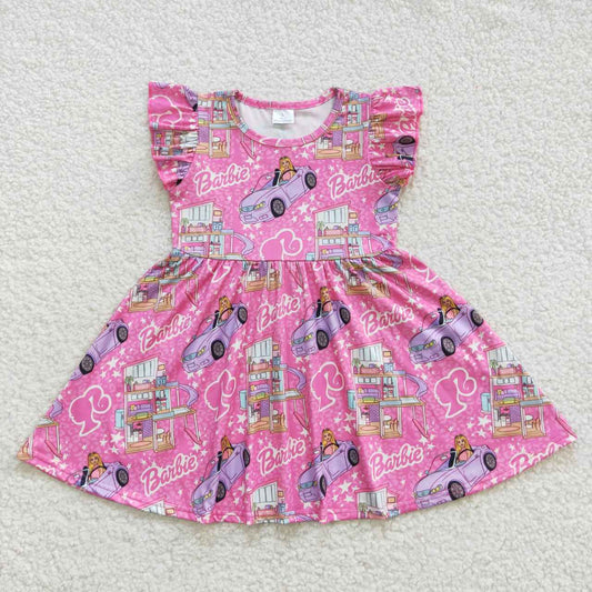 barbie dream house girl flutter sleeve twirl dress