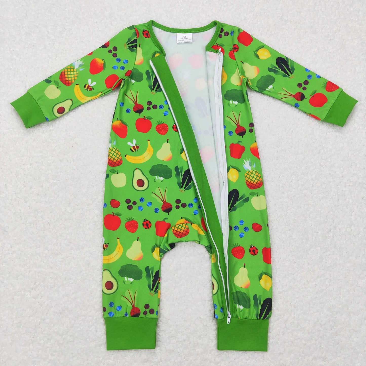 baby boy green fruit zip sleeper