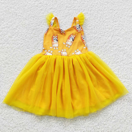 children's clothing girl yellow bluey tutu dress party dresses