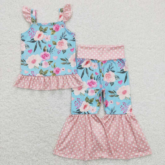 toddler girl clothing strap floral bells outfit