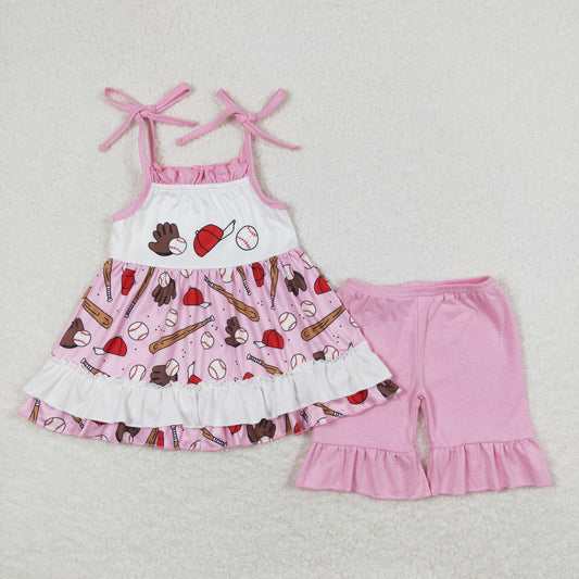 baseball shorts set pink baby girl summer outfit