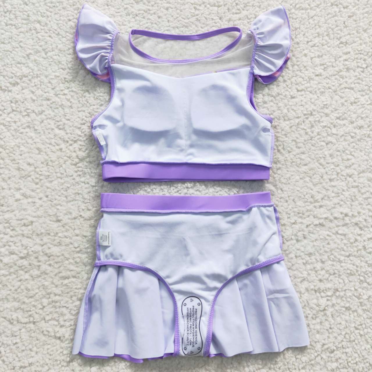 2pcs kids purple and pink princess swimsuit girl swim wear