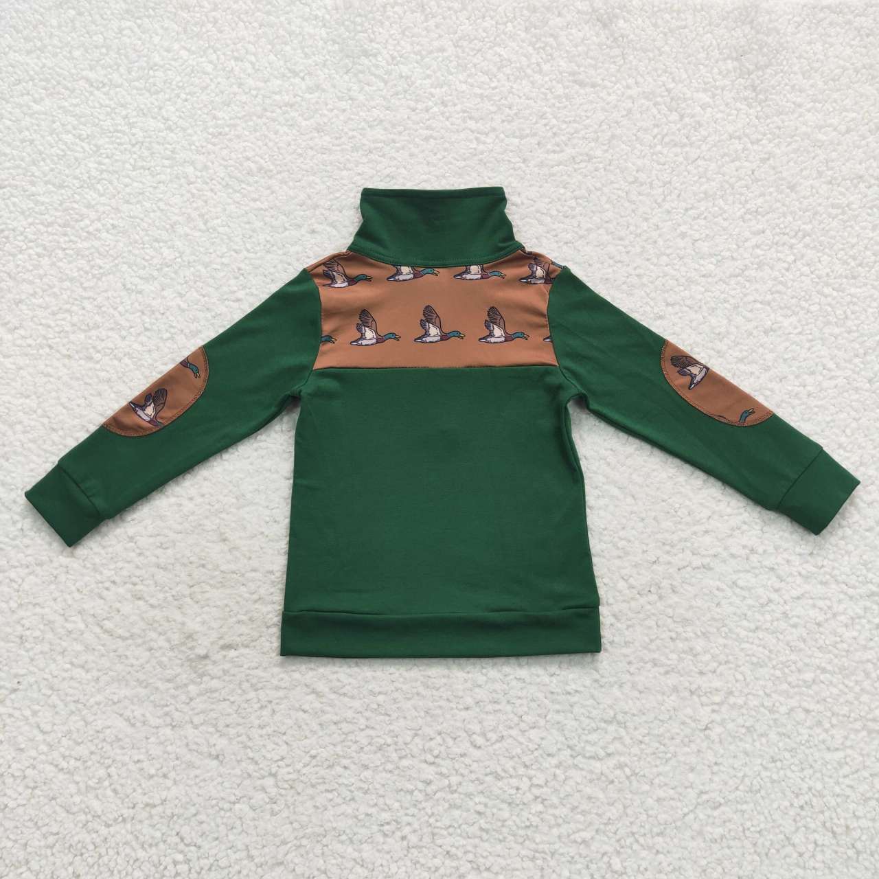 green duck print pullover zip shirt boys fall clothes