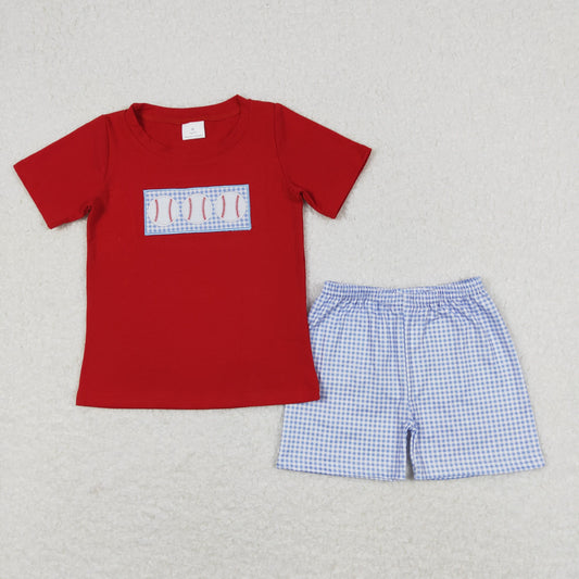 baseball embroidery boy shorts set
