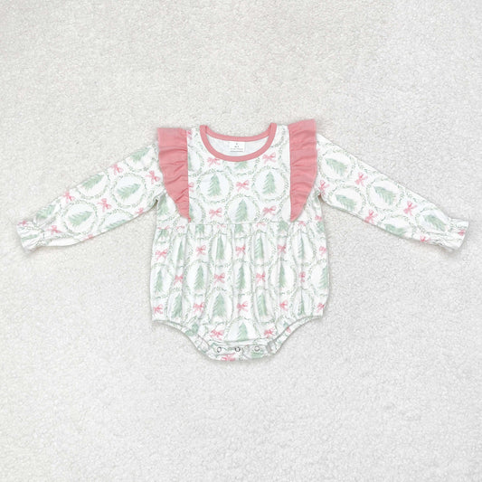 long sleeve Christmas tree bows bubble girl